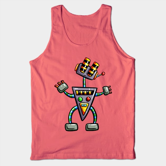 Far Out Cartoon Robot Tank Top by Squeeb Creative